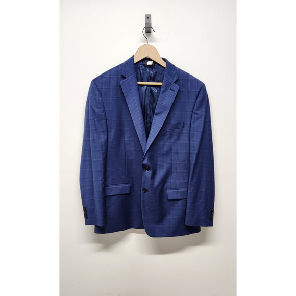 Lauren Ralph Laure Men's Plaid Navy 2 Button Single Breasted Blazer Size 44R